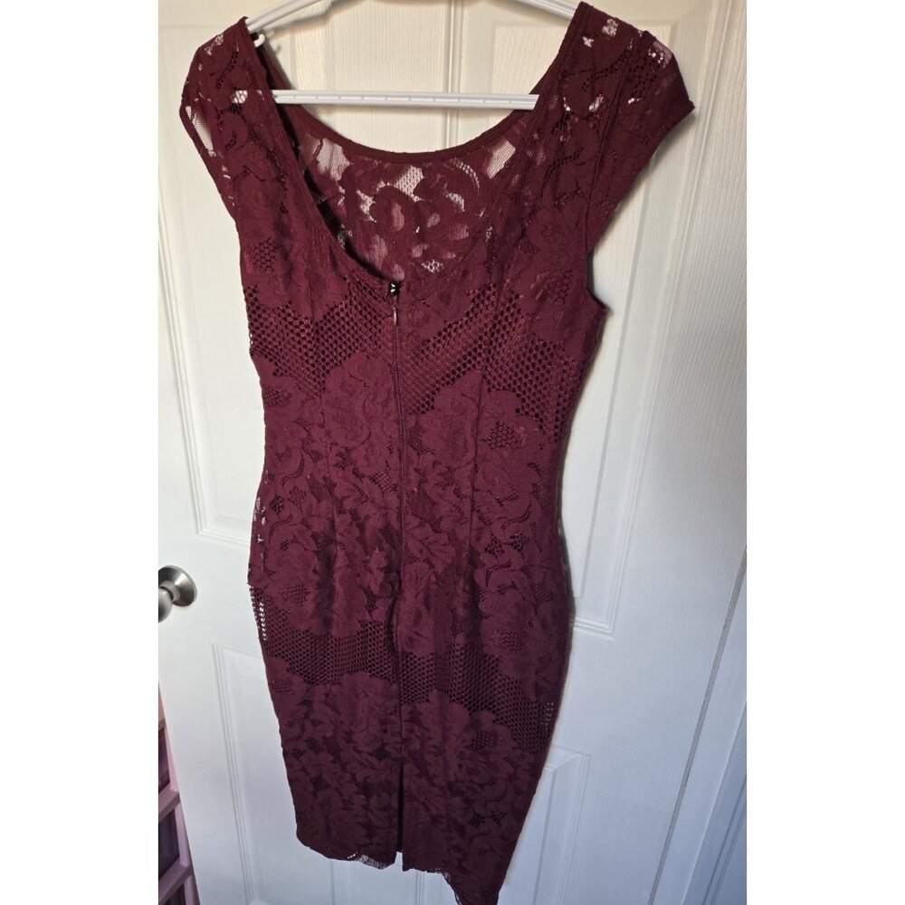 Red Lace Bodycon Pencil Sleeveless Midi Dress - Womens Size S - Picture 4 of 7